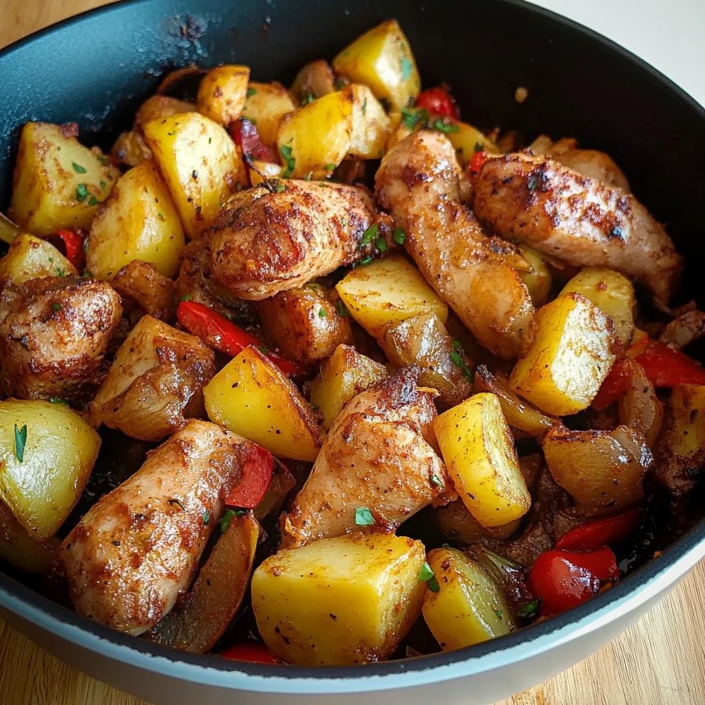 Hähnchenschenkel mit Gemüse und Kartoffeln aus dem Ofen