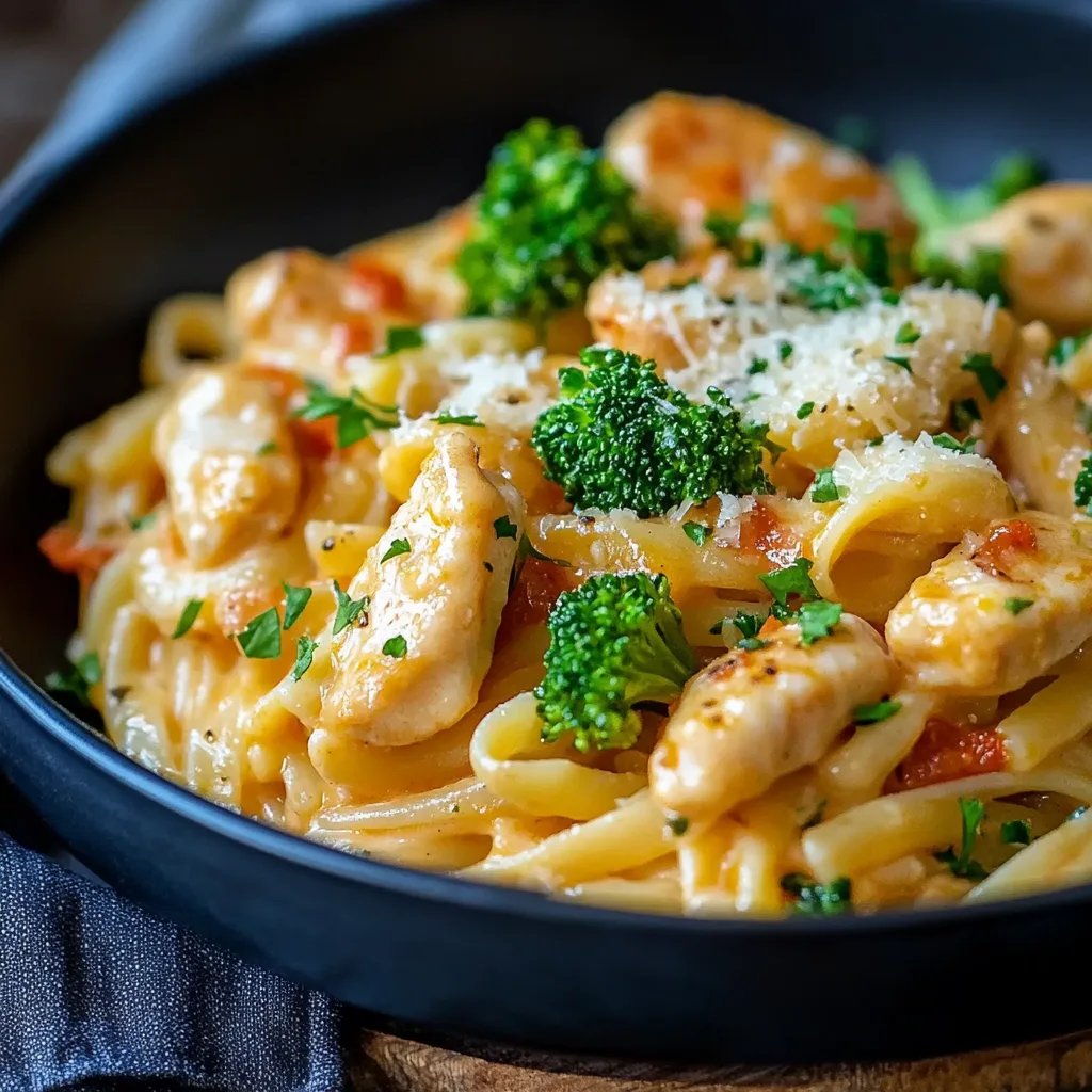 Cremige Hähnchen Brokkoli Pasta