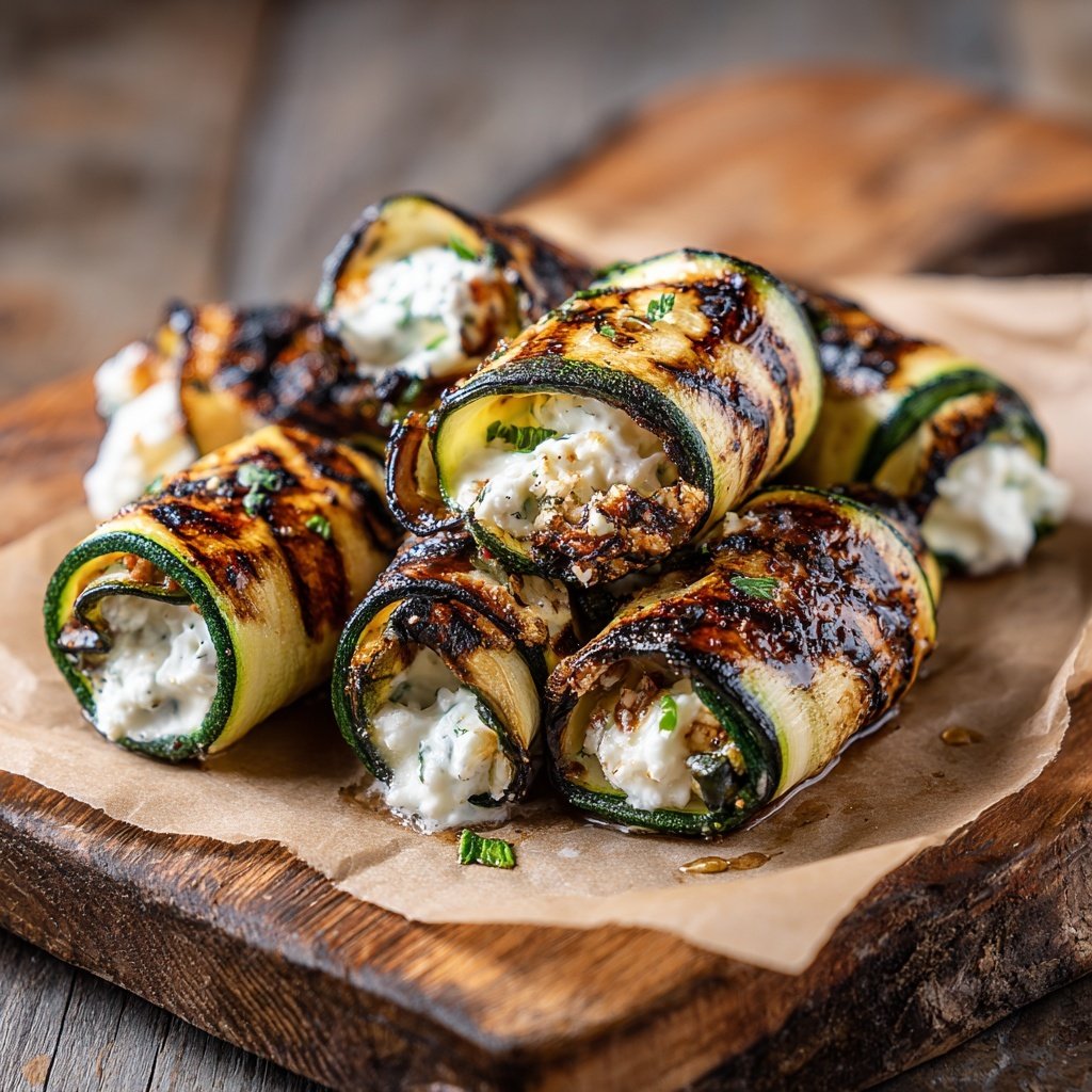 Gegrillte Zucchini Röllchen Mit Frischkäse